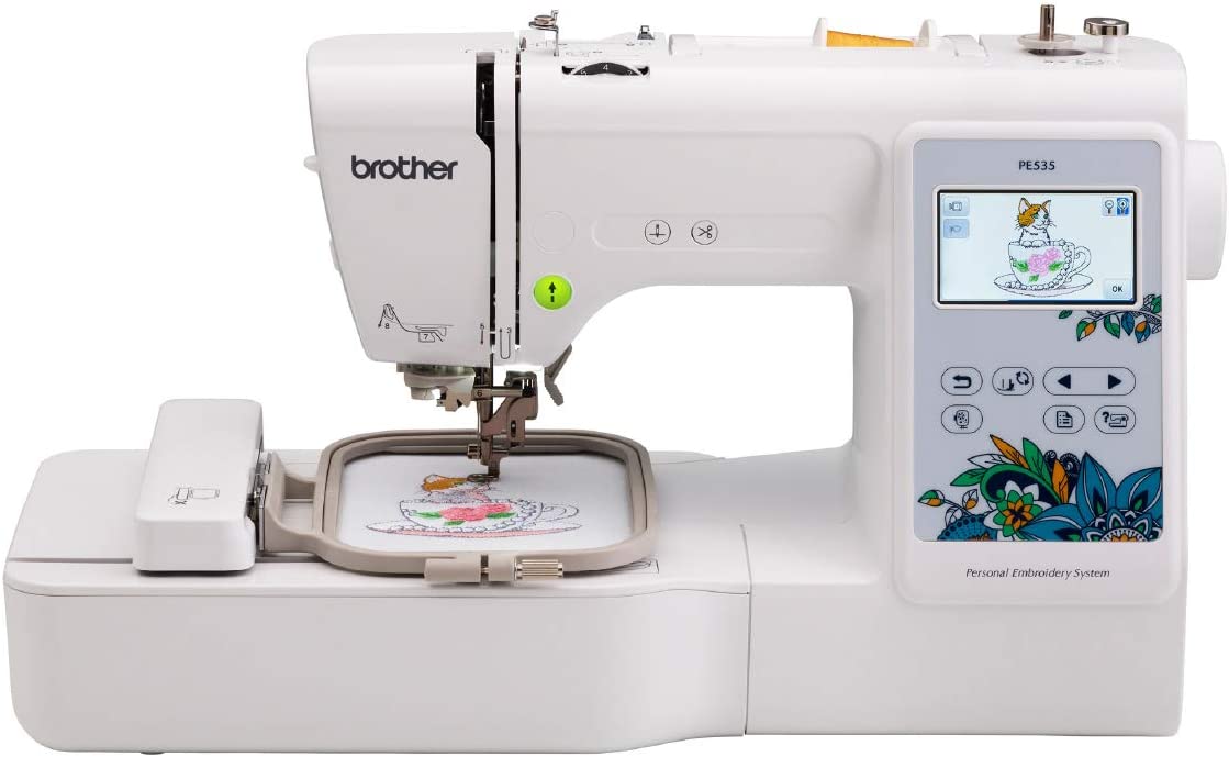 brother embroidery machine with small cat image on preview screen