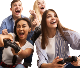 teens playing video games